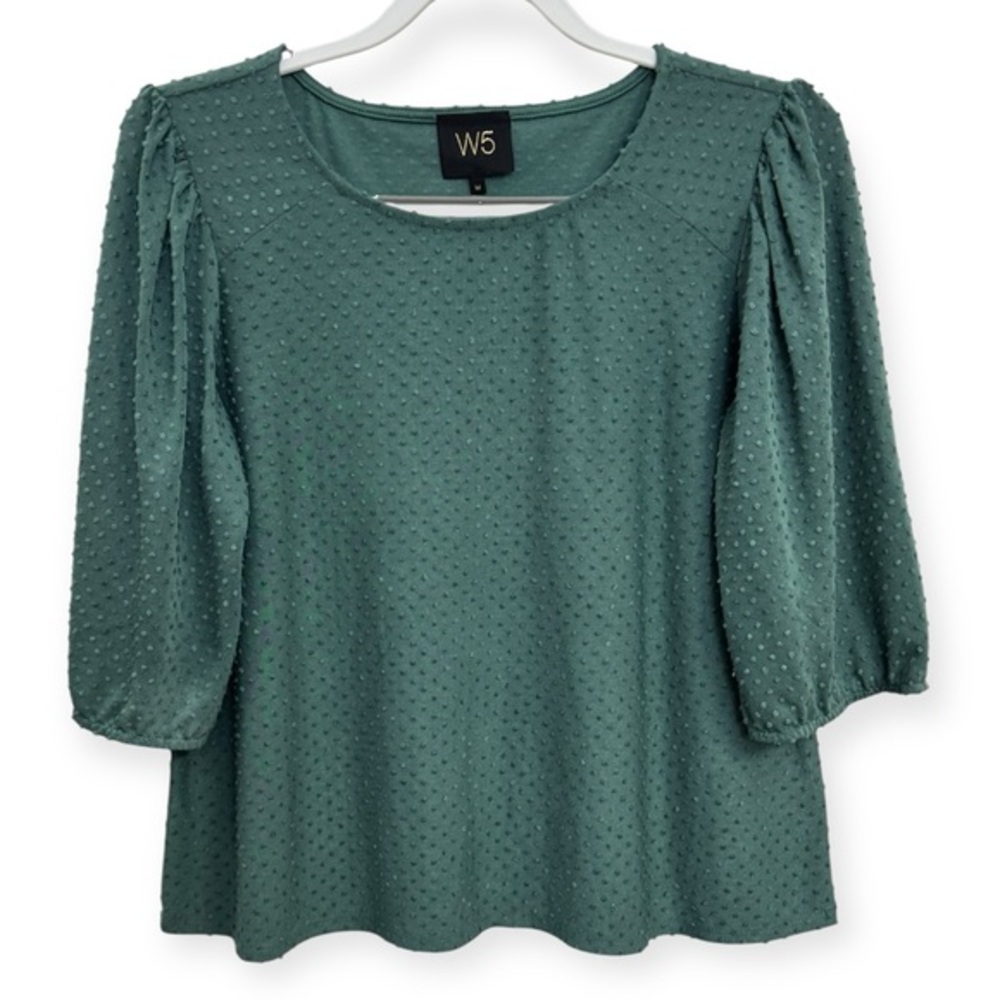 Anthropologie W5 Women’s Jade Green Textured Blouse Size M *279
